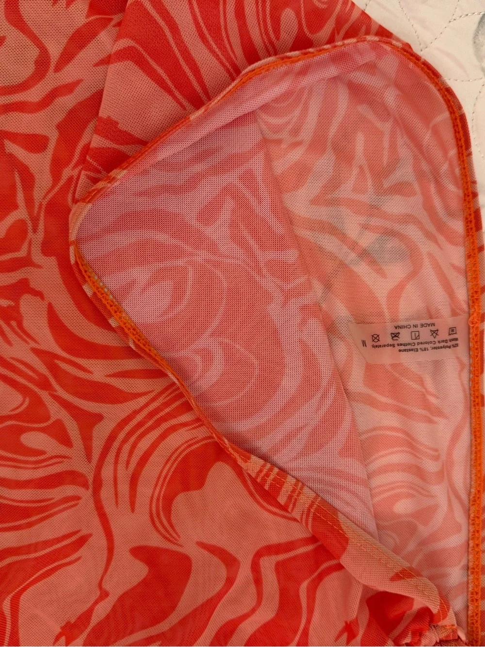 coral Swirl Mesh Bikini Top & Matching Skirt Set